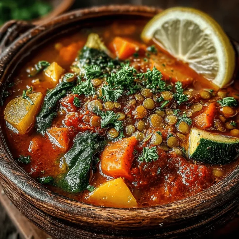 - 1 cup green or brown lentils, rinsed and drained - 1 tablespoon olive oil - 1 medium onion, diced - 2 cloves garlic, minced - 2 medium carrots, chopped - 2 stalks celery, chopped - 1 medium zucchini, diced - 1 red bell pepper, chopped - 1 teaspoon dried thyme - 1 teaspoon ground cumin - 1 teaspoon smoked paprika - 6 cups vegetable broth - Salt and pepper, to taste - Fresh parsley, for garnish (optional)