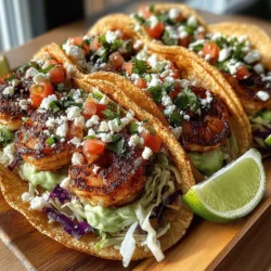 Spicy shrimp tacos with avocado crema are a vibrant and flavorful dish that beautifully encapsulates the essence of modern cuisine. This fusion of textures and flavors creates a culinary experience that excites the palate, making it a perfect choice for a casual weeknight dinner or a festive gathering. With succulent shrimp seasoned to perfection and a creamy, zesty avocado crema that enhances every bite, these tacos are not just a meal but a celebration of fresh ingredients and bold flavors.