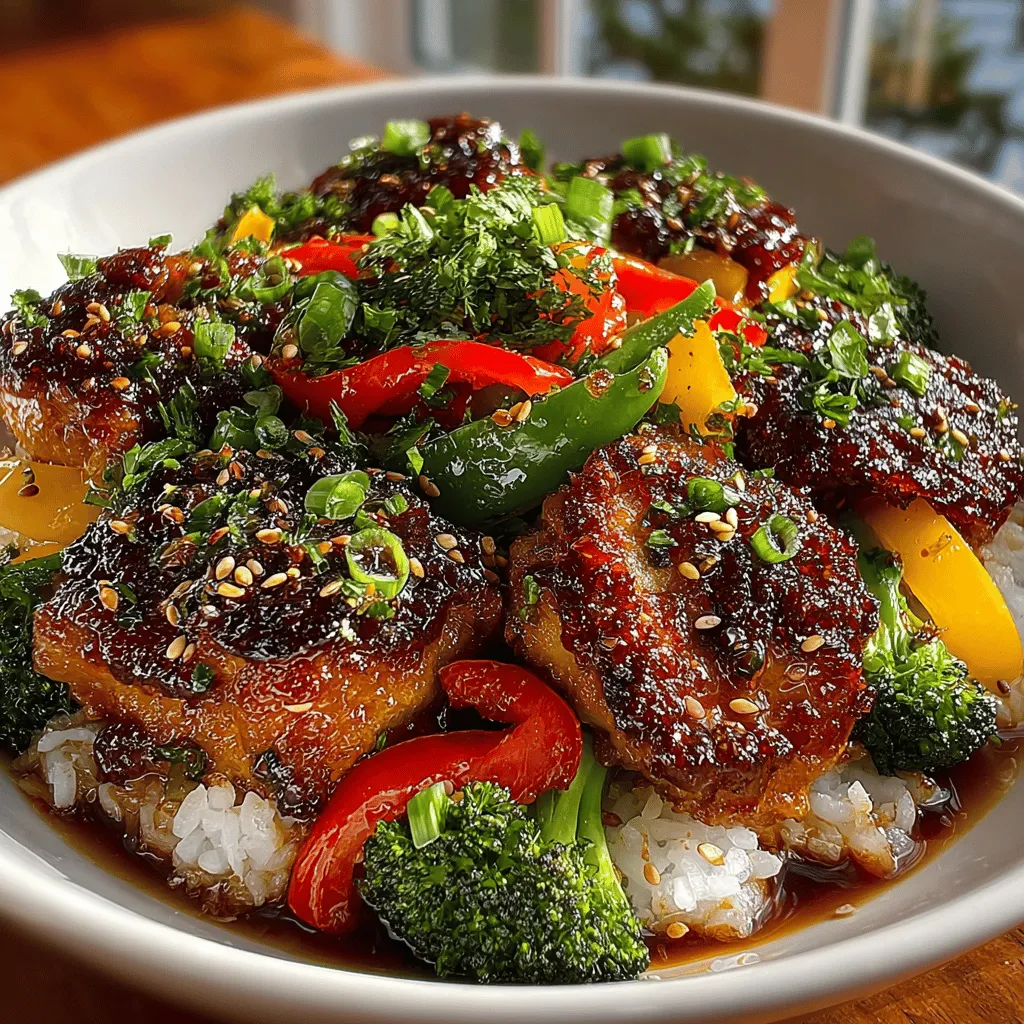 - 1 pound chicken thighs (boneless, skinless) - 1 cup broccoli florets - 1 cup bell peppers (sliced, any color) - 1 cup snap peas - 2 tablespoons vegetable oil - 4 cloves garlic (minced) - 1 tablespoon fresh ginger (grated) - 1/2 cup teriyaki sauce (store-bought or homemade) - Cooked rice or quinoa (for serving) - Sesame seeds (for garnish, optional) - Green onions (sliced, for garnish, optional)