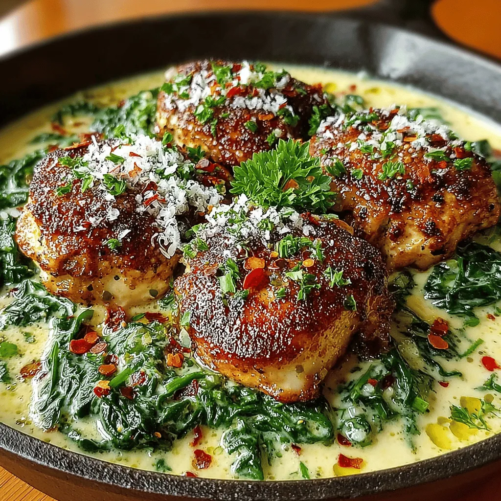 Delve into the world of culinary delights with our Creamy Garlic Chicken & Spinach Skillet recipe. This dish embodies the perfect balance of creamy textures and robust flavors, showcasing tender chicken breasts enveloped in a luscious garlic cream sauce, complemented by vibrant, fresh spinach. Whether you're looking for a quick weeknight dinner or an impressive meal for guests, this recipe is designed to satisfy your cravings while being straightforward enough for any home cook to master.