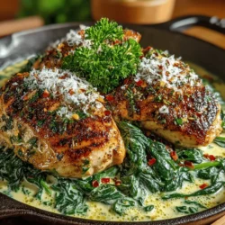 Delve into the world of culinary delights with our Creamy Garlic Chicken & Spinach Skillet recipe. This dish embodies the perfect balance of creamy textures and robust flavors, showcasing tender chicken breasts enveloped in a luscious garlic cream sauce, complemented by vibrant, fresh spinach. Whether you're looking for a quick weeknight dinner or an impressive meal for guests, this recipe is designed to satisfy your cravings while being straightforward enough for any home cook to master.