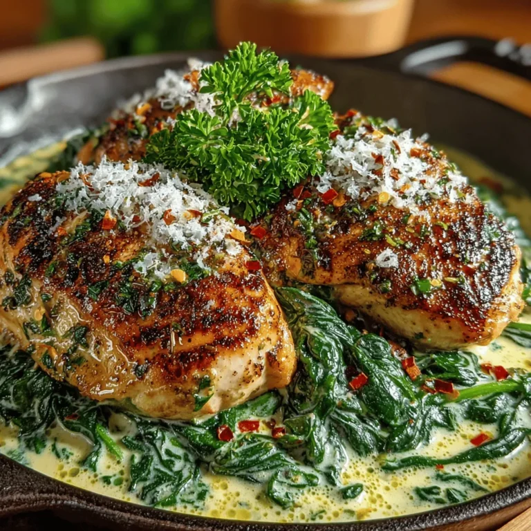 Delve into the world of culinary delights with our Creamy Garlic Chicken & Spinach Skillet recipe. This dish embodies the perfect balance of creamy textures and robust flavors, showcasing tender chicken breasts enveloped in a luscious garlic cream sauce, complemented by vibrant, fresh spinach. Whether you're looking for a quick weeknight dinner or an impressive meal for guests, this recipe is designed to satisfy your cravings while being straightforward enough for any home cook to master.