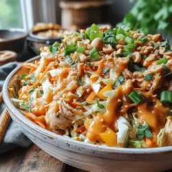 Crunchy Thai Chicken Peanut Slaw is a vibrant and refreshing dish that perfectly marries the flavors of Southeast Asia with the crunch of fresh vegetables. This slaw is not just a side; it can easily stand alone as a satisfying main dish, making it a versatile addition to your meal repertoire.