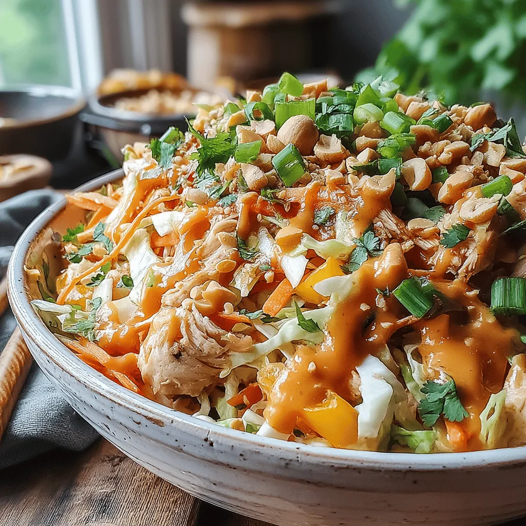 Crunchy Thai Chicken Peanut Slaw is a vibrant and refreshing dish that perfectly marries the flavors of Southeast Asia with the crunch of fresh vegetables. This slaw is not just a side; it can easily stand alone as a satisfying main dish, making it a versatile addition to your meal repertoire.