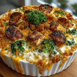 - 2 cups cooked chicken, shredded or diced (preferably rotisserie) - 2 cups fresh or frozen broccoli florets - 1 cup brown rice, uncooked - 1 can (10.5 oz) cream of mushroom soup (or homemade) - 1 cup shredded cheddar cheese (sharp or mild, based on preference) - 1 cup chicken broth (for cooking rice) - 1 teaspoon garlic powder - 1 teaspoon onion powder - Salt and pepper to taste - Olive oil or cooking spray (for greasing the baking dish)