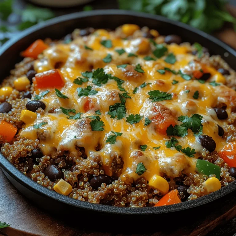 - 1 pound ground beef - 1 cup quinoa, rinsed and drained - 2 cups beef broth (or water) - 1 cup diced onions - 1 cup diced bell peppers (any color) - 1 cup frozen corn - 1 teaspoon chili powder - 1 teaspoon cumin - 1 teaspoon smoked paprika - Salt and pepper to taste - 1 cup shredded cheese (cheddar or a blend) - Optional: fresh cilantro or green onions for garnish
