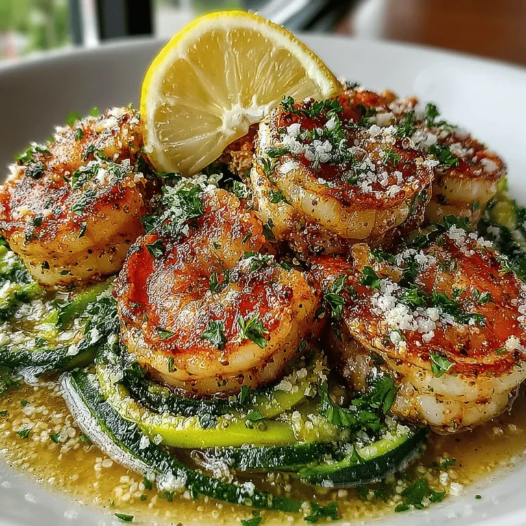 - 1 pound large shrimp, peeled and deveined - 2 medium zucchinis - 4 cloves garlic, minced - 3 tablespoons olive oil - Juice and zest of 1 lemon - 1/2 teaspoon red pepper flakes (adjust to taste) - Salt and pepper to taste - Fresh parsley, chopped (for garnish) - Optional: Grated Parmesan cheese for serving