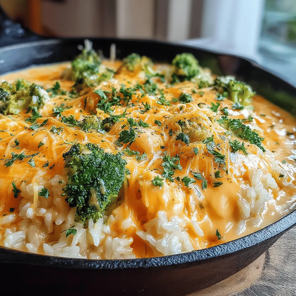 The Cheesy Delight Skillet is a heartwarming dish that combines creamy textures with robust flavors, making it a perfect option for any dinner table. This one-pan meal features long-grain white rice and vibrant broccoli, all enveloped in a rich cheddar cheese sauce that is sure to please both kids and adults alike. With its comforting essence, this dish not only satisfies hunger but also serves as a reminder of home-cooked meals that bring joy and warmth.