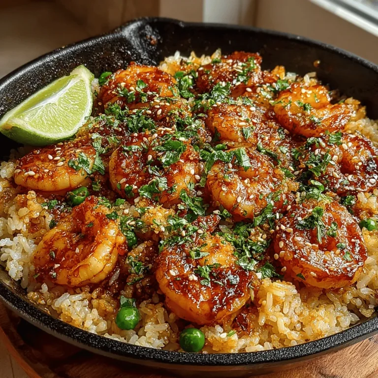 - 1 pound large shrimp, peeled and deveined - 3 cups day-old jasmine rice - 1 cup sweet peas (fresh or frozen) - 2 tablespoons soy sauce - 1 tablespoon oyster sauce - 2 cloves garlic, minced - 1 small onion, diced - 1 tablespoon fresh ginger, minced - 2 large eggs, beaten - 3 tablespoons vegetable oil - Salt and pepper to taste - Optional: Fresh cilantro for garnish - Optional: Lime wedges for serving