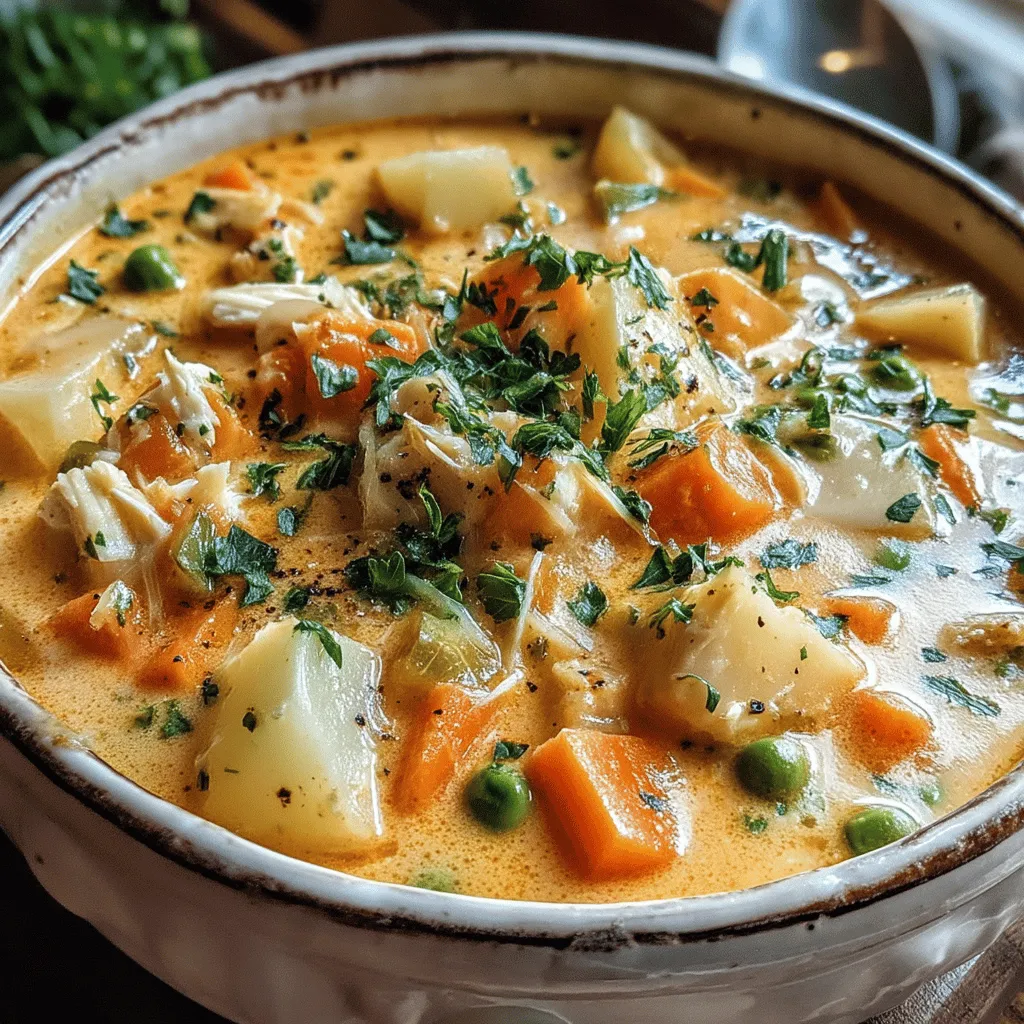 There's nothing quite as comforting as a warm bowl of chicken pot pie, and this cozy crustless chicken pot pie soup brings that beloved dish into a new, hearty format. Perfect for chilly evenings, this soup captures the essence of traditional pot pie with its rich and flavorful broth, tender chicken, and an abundance of vegetables—all without the fuss of a crust.