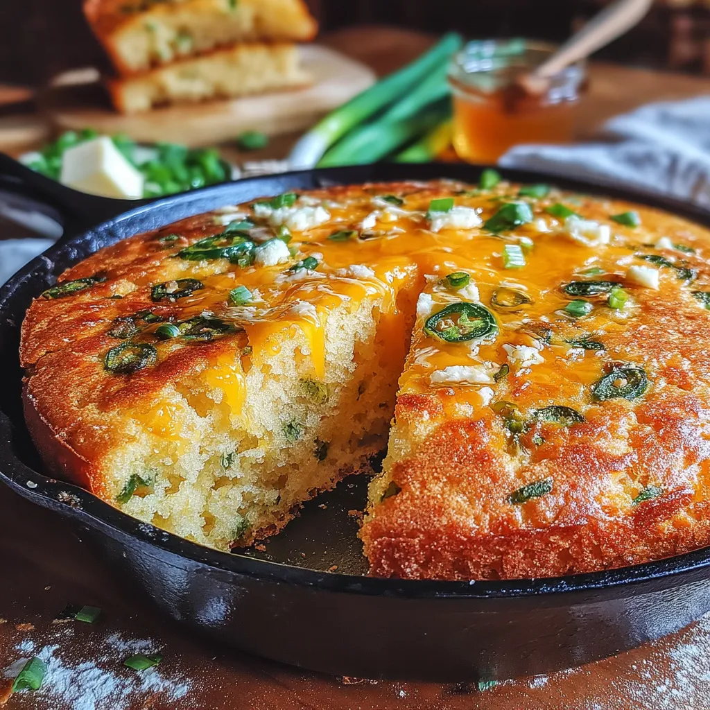 Cornbread is a cherished comfort food that brings warmth and nostalgia to many households. Its tender crumb and slightly sweet flavor make it a perfect companion for hearty meals or a delightful snack on its own. This recipe takes the classic cornbread to new heights by introducing the fiery kick of jalapeños and the rich, sharp taste of cheddar cheese, creating a dish that is both comforting and exciting.